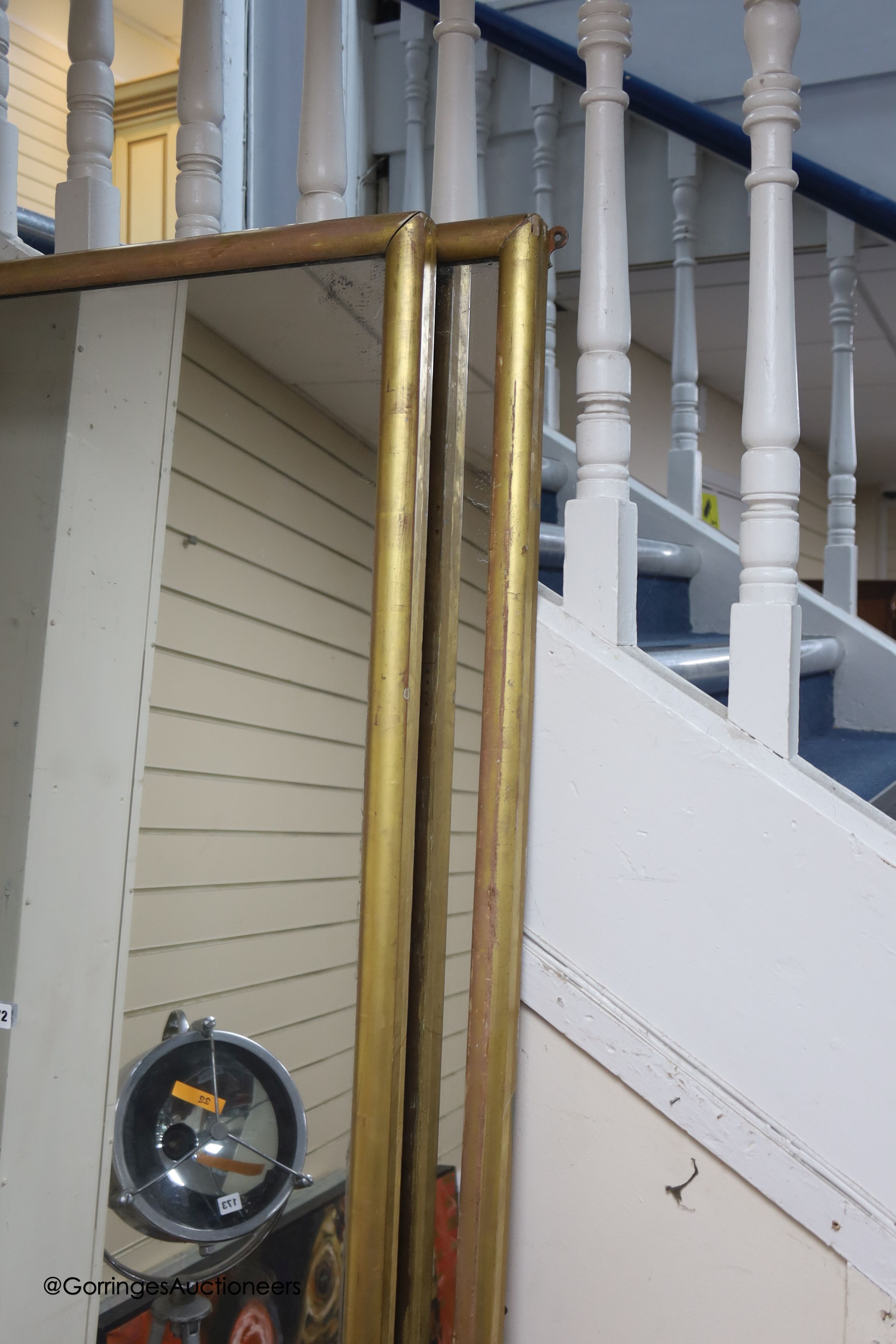 A pair of tall Victorian gilt framed wall mirrors, width 66cm, height 230cm